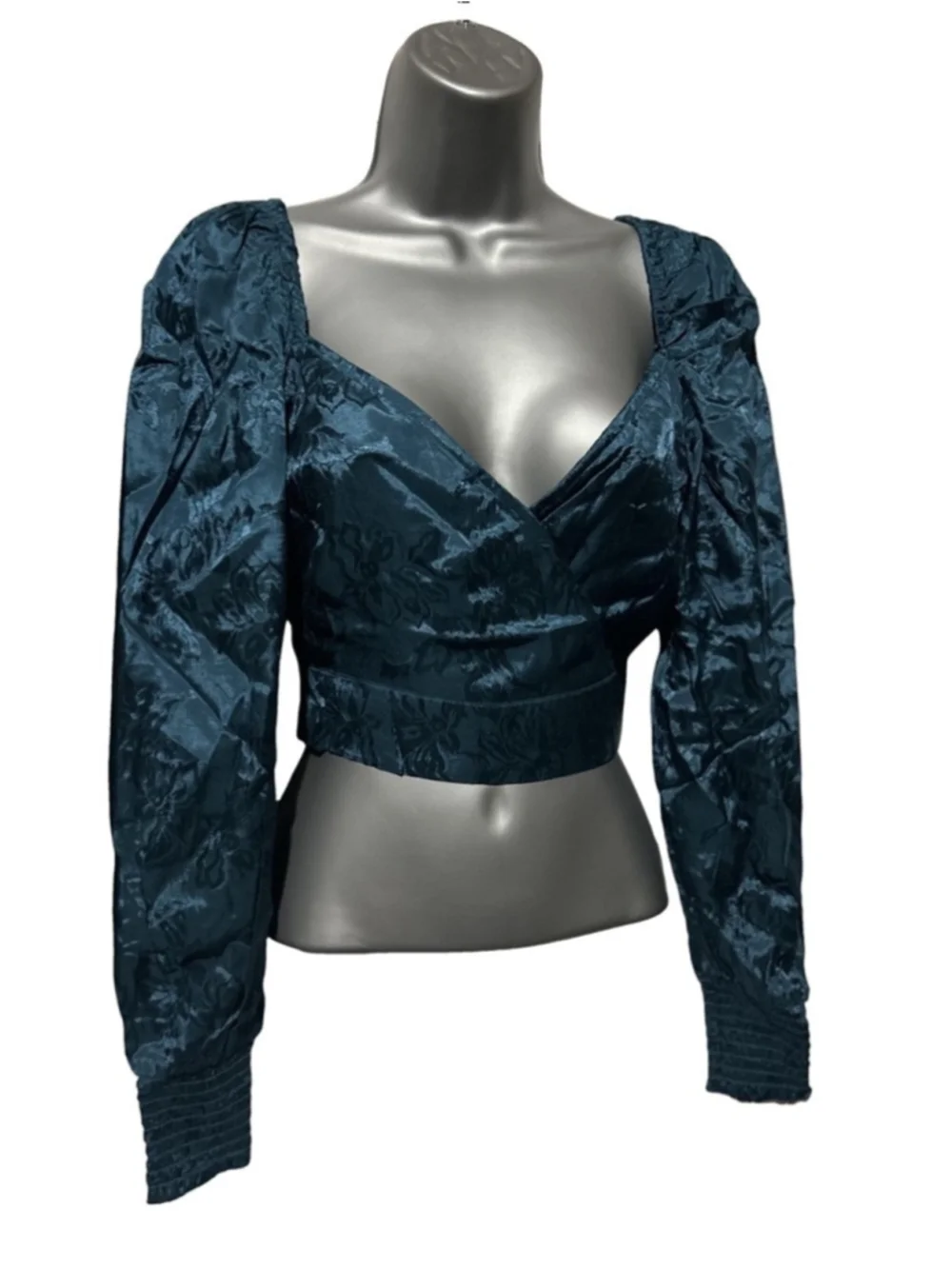 NWT Band of the Free Camille Crossover Crop Top Deep Teal XS - Picture 2 of 9